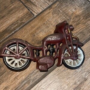 Vintage Red cast iron patrol Motorcycle Decor